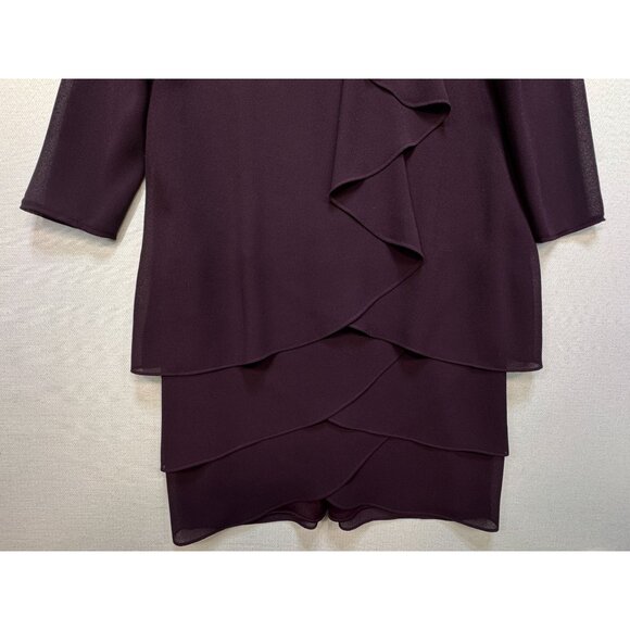 Patra Womens Tiered Chiffon Dress Size 12 Purple Beaded Evening Party Formal - Picture 12 of 15